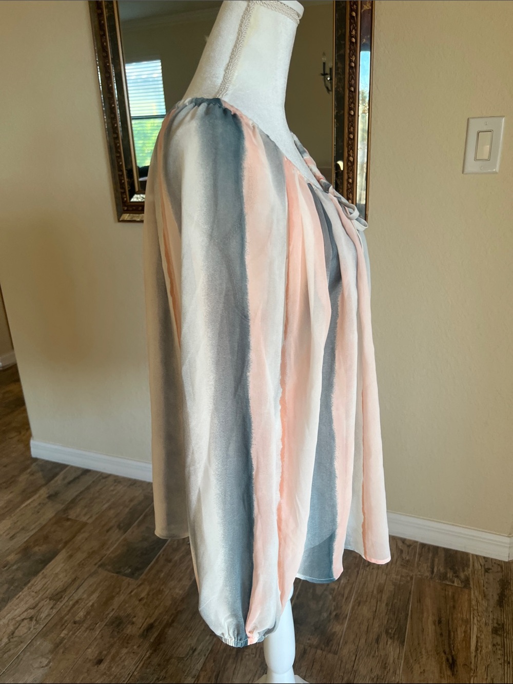 lovestitch Pastel Striped Sheer Blouse in Soft Blue and Pink - Picture 6 of 13